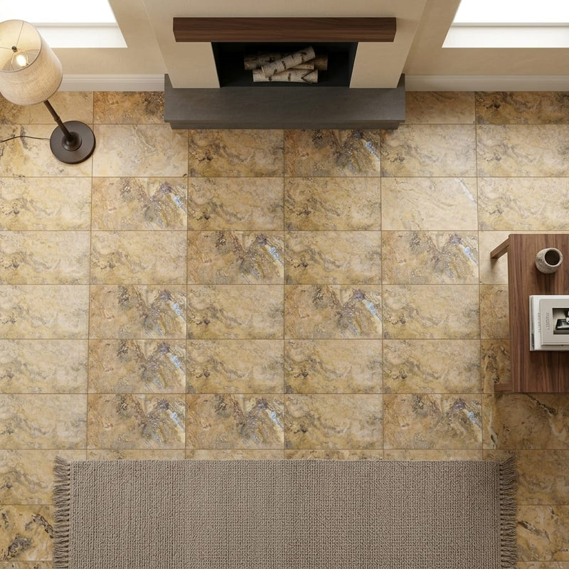 Fantastico Travertine Tile 16x24 Filled, Honed — Living Room floor