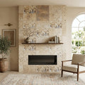 Fantastico Travertine Tile 16x24 Unfilled, Honed — Living Room fireplace surround