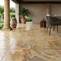 Fantastico Travertine Tile 18x18 Filled, Honed — Covered Patio floor