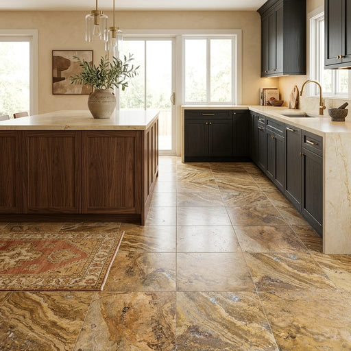 Fantastico Travertine Tile 18x18 Filled, Honed — Kitchen floor