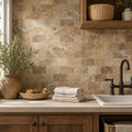 Fantastico Travertine Tile 3x6 Tumbled — Laundry Room backsplash