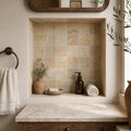 Fantastico Travertine Tile 4x4 Tumbled — Bathroom niche