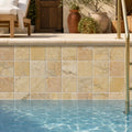 Fantastico Travertine Tile 4x4 Tumbled — Swimming Pool waterline