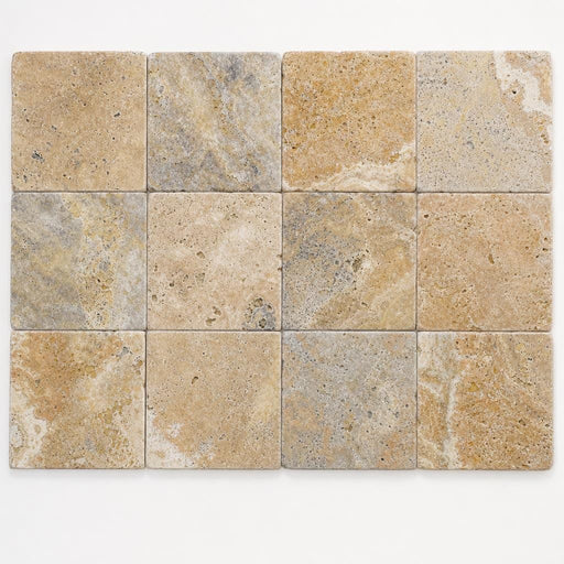 Fantastico Travertine Tile 6x6 Tumbled close-up