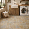 Fantastico Travertine Tile 6x6 Tumbled — Laundry Room floor
