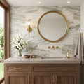 Fantasy Brown 12x24 Satin Marble Tile — Bathroom vanity wall