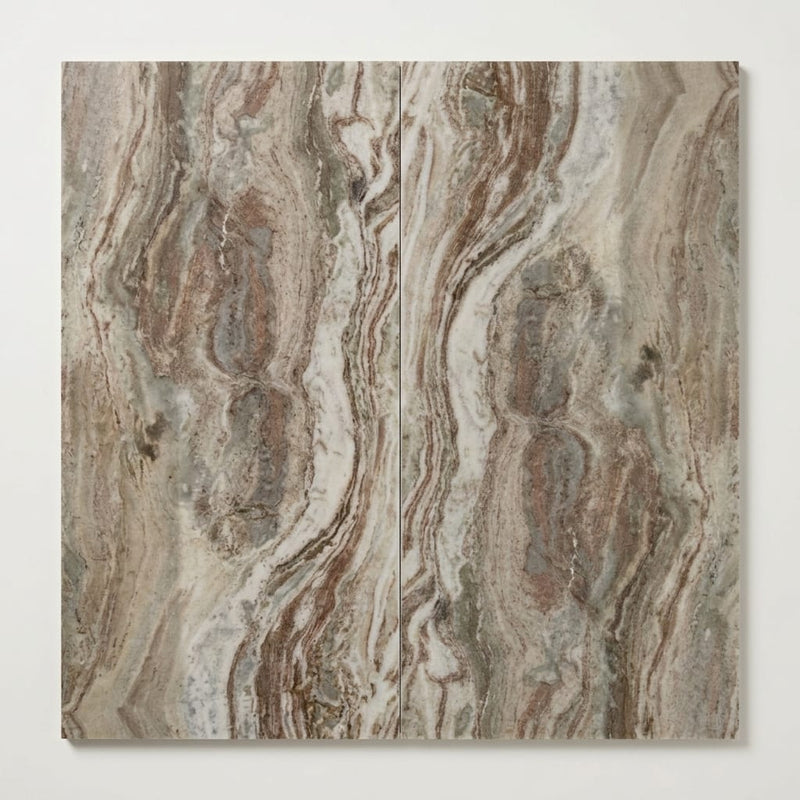 Fantasy Brown 12x24 Satin Marble Tile close-up