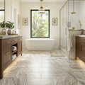 Fantasy Brown 12x24 Satin Marble Tile — Primary Bath floor