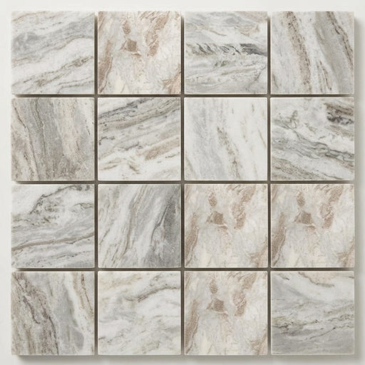 Fantasy Brown 2x2 Honed Marble Mosaic close-up