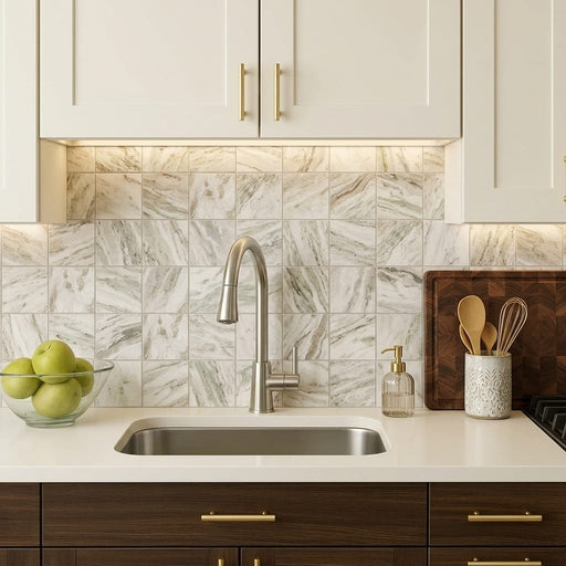 Fantasy Brown 2x2 Honed Marble Mosaic — Kitchen backsplash