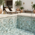 Fantasy Brown 2x2 Honed Marble Mosaic — Swimming Pool pool interior tiling