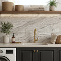 Fantasy Brown 4x16 Honed Marble Tile — Laundry Room backsplash