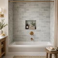 Ferrara Argento Marble Tile 3x6 Honed 3/8 inch — Bathroom tub surround