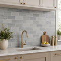 Ferrara Argento Marble Tile 3x6 Honed 3/8 inch — Kitchen backsplash
