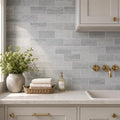 Ferrara Argento Marble Tile 3x6 Honed 3/8 inch — Laundry Room backsplash