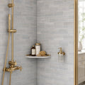 Ferrara Argento Brass Deco Marble Tile, Honed, 3x6 in — Bathroom shower wall
