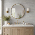 Ferrara Argento Brass Deco Marble Tile, Honed, 3x6 in — Bathroom wall