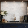 Ferrara Bianco Marble Tile 3x6 Honed 3/8 inch — Wet Bar backsplash