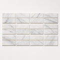 Ferrara Bianco Brass Deco Marble Tile - Honed 3x6, 3/8 in close-up