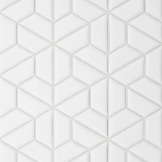 Le Cafe Half Hexagon White Matte 12.75x11 Porcelain Mosaic