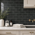 Ferrara Nero Marble Tile 3x6 Honed 3/8 inch — Laundry Room backsplash
