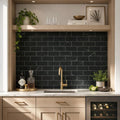 Ferrara Nero Marble Tile 3x6 Honed 3/8 inch — Wet Bar backsplash