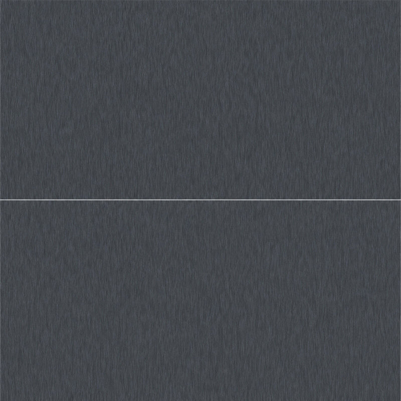 Two Filose Black Stitch 12x24 matte ceramic tiles with a dark charcoal stitch texture, stacked vertically