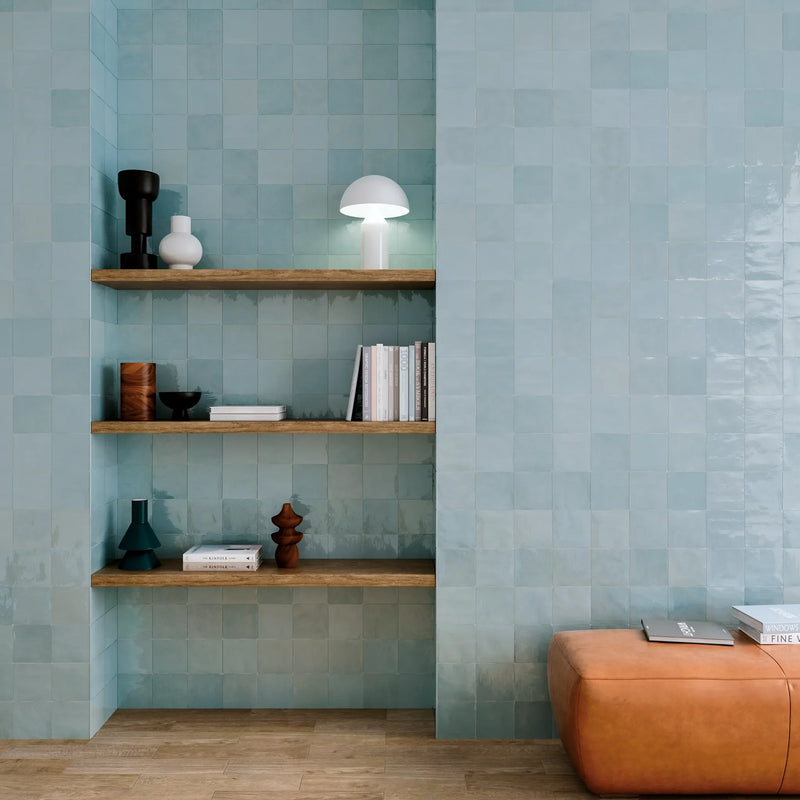 Flash Series Light Blue 3/8x5 Pencil Bullnose Porcelain Wall Trim