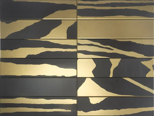 Flat Deluxe Savannah Black & Gold 3x11.8 Matte Ceramic Tile