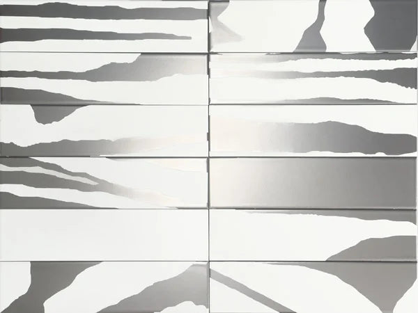 Flat Deluxe Savannah White & Silver 3x11.8 Matte Ceramic Tile