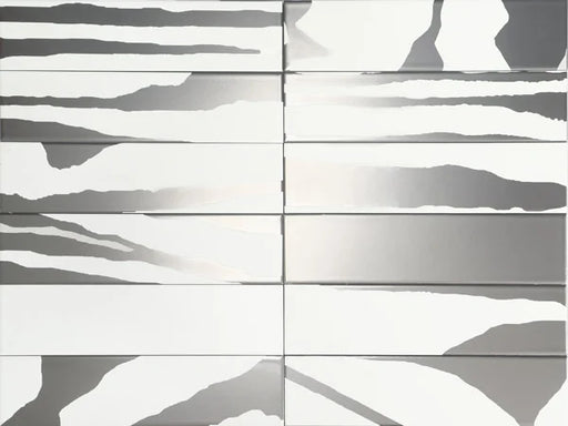 Flat Deluxe Savannah White & Silver 3x11.8 Matte Ceramic Tile