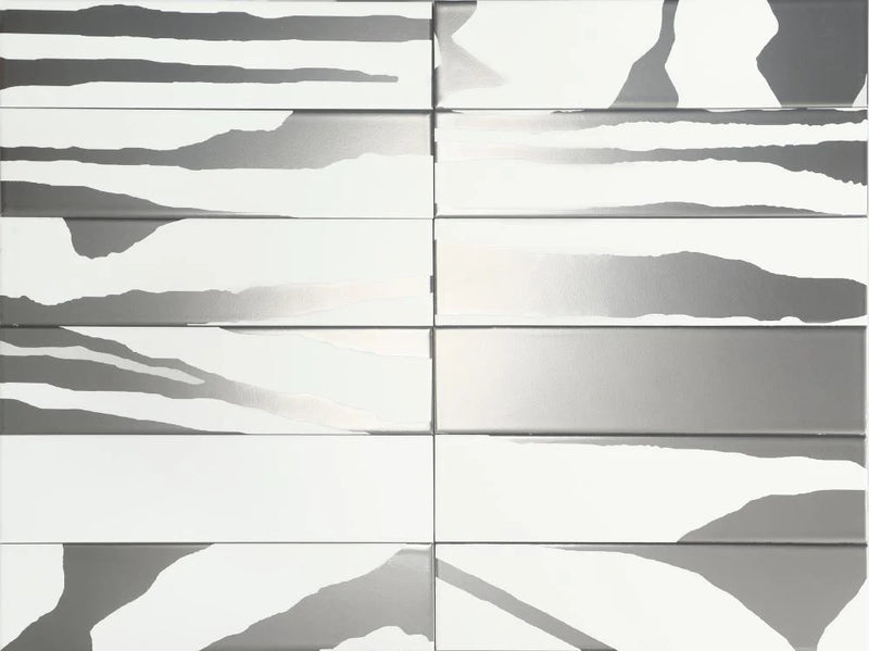 Flat Deluxe Savannah White & Silver 3x11.8 Matte Ceramic Tile