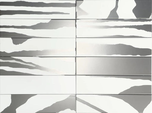 Flat Deluxe Savannah White & Silver 3x11.8 Matte Ceramic Tile