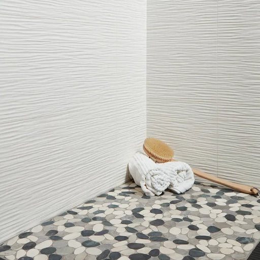 Flat Pebble Cool Blend 12x12 Mesh Natural Stone Mosaic