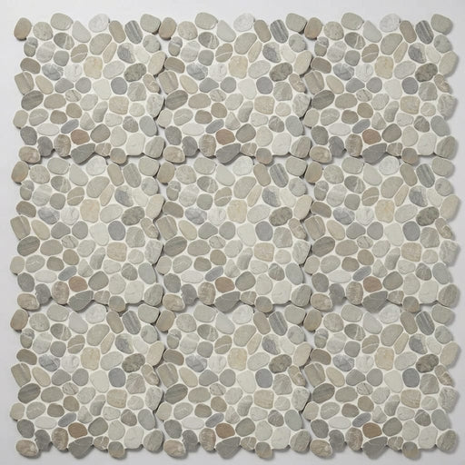 Flat Pebble Mica 12x12 Mesh Limestone Mosaic 12x12_sheet close-up