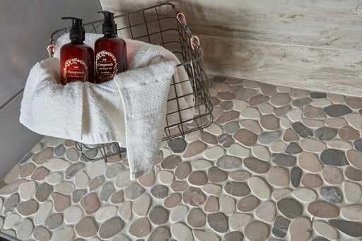 Flat Pebble Mica 12x12 Mesh Limestone Mosaic