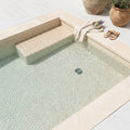 Flat Pebble Tan 12x12 Mesh Limestone Mosaic 12x12_sheet — Swimming Pool pool interior