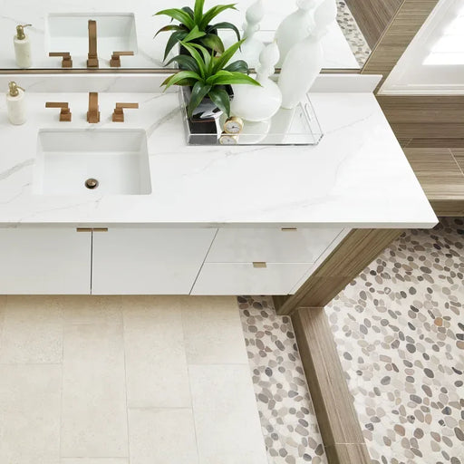 Flat Pebble Warm Blend 12x12 Mesh Natural Stone Mosaic