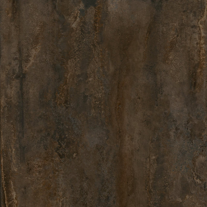 Close-up of Florim Flowtech Aged Bronze Naturale slab with mottled bronze, brown and charcoal tones.