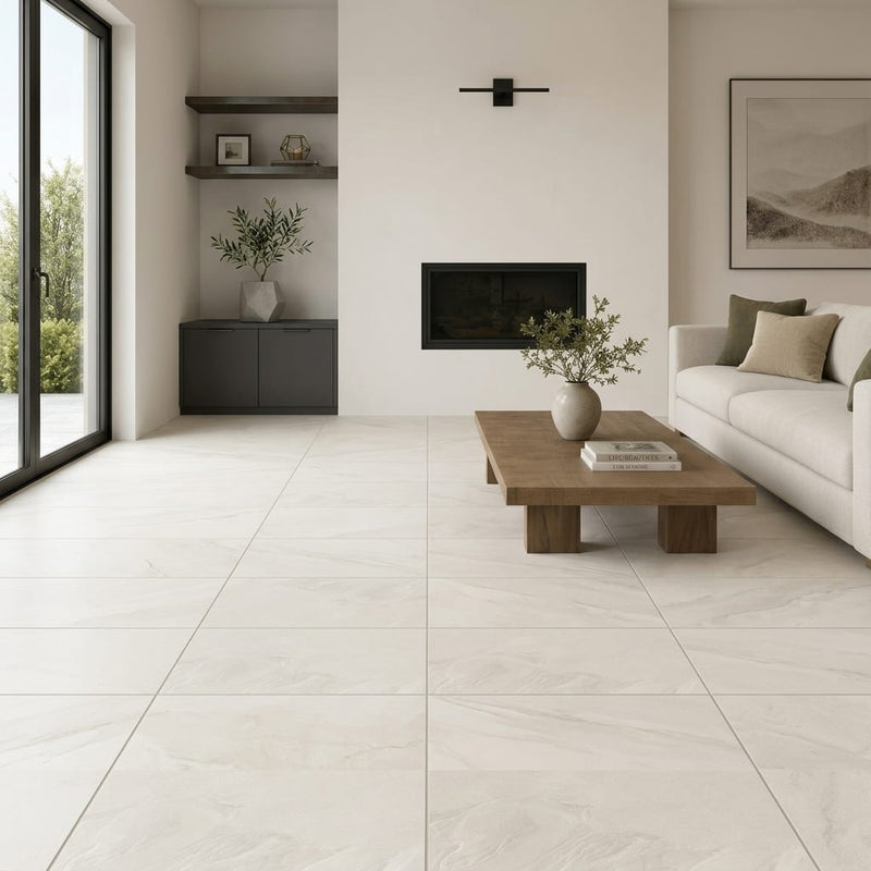 Fluida Luminis 12x24 Matte Porcelain Tile — Living Room floor