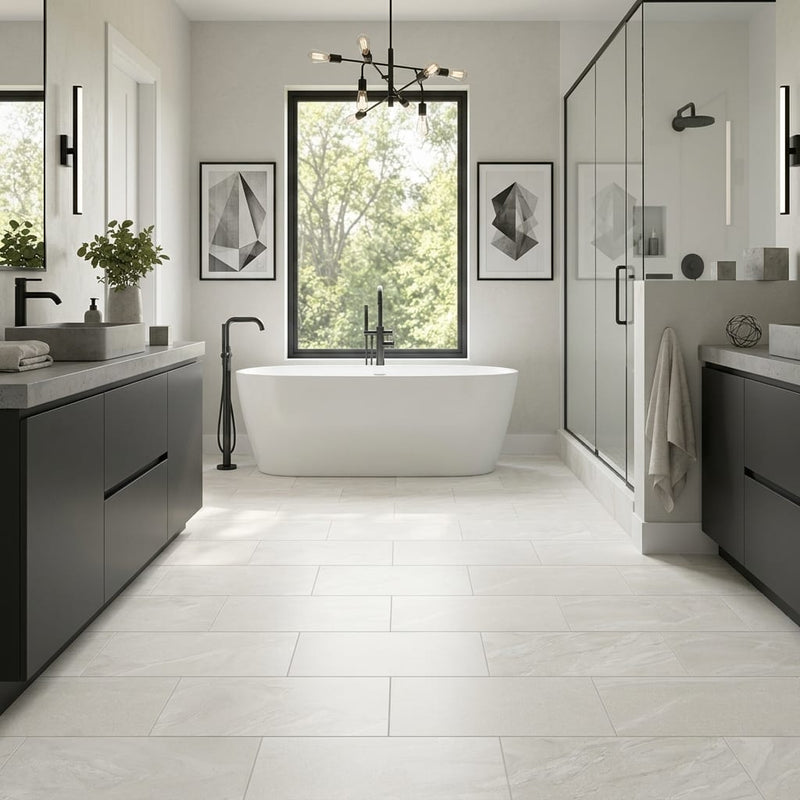 Fluida Luminis 12x24 Matte Porcelain Tile — Primary Bath floor