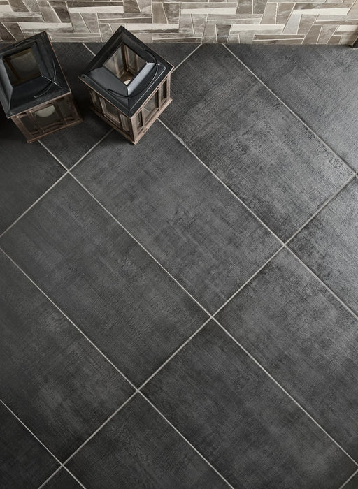 Fray Metal Black 3x12 Surface Bullnose Porcelain Trim
