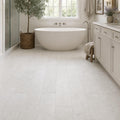 Freska 06x24 Split-Face White Limestone LedPanel tile — Bathroom floor