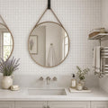 Freska 1x1 Square Honed Limestone Mosaic — Bathroom shower wall