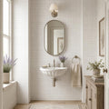 Freska 1x1 Square Honed Limestone Mosaic — Powder Room wall