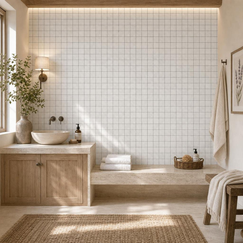 Freska 1x1 Square Honed Limestone Mosaic — Spa spa interior