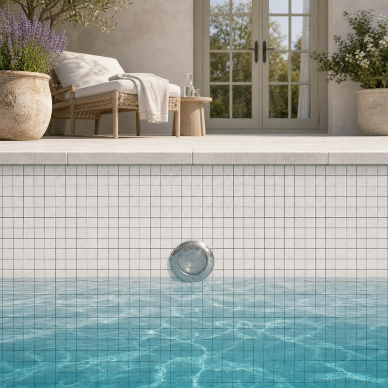 Freska 1x1 Square Honed Limestone Mosaic — Swimming Pool pool interior tiling