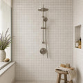 Freska 2x2 Filled & Honed Limestone Mosaic Tile — Bathroom shower wall
