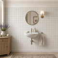 Freska 2x2 Filled & Honed Limestone Mosaic Tile — Powder Room wall