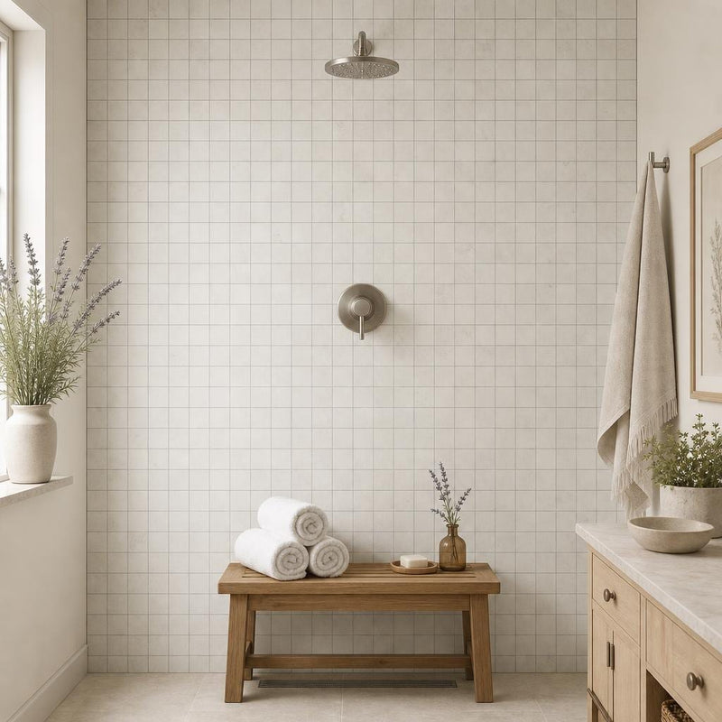 Freska 2x2 Filled & Honed Limestone Mosaic Tile — Spa spa interior